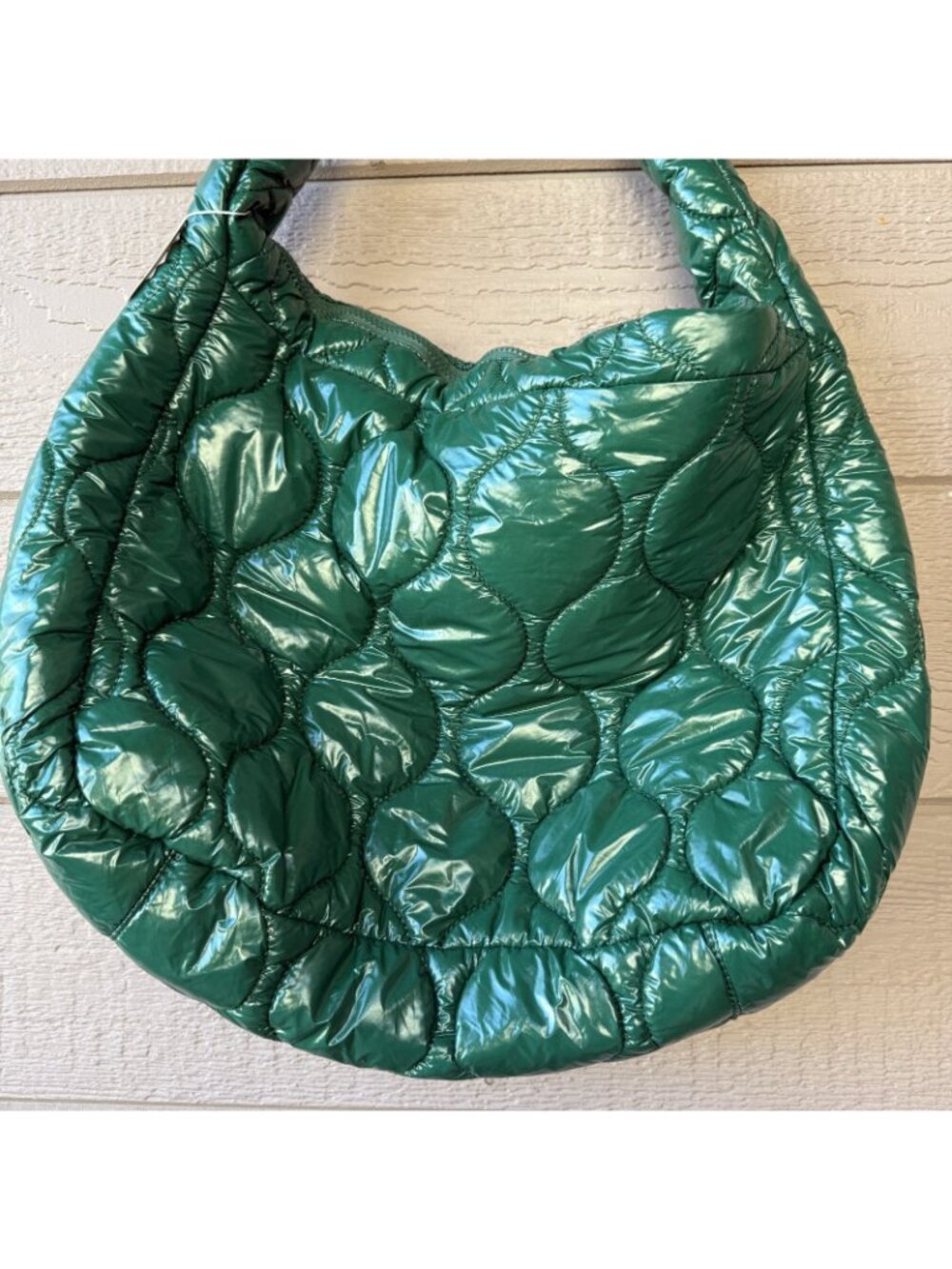 Free People Quilted Carryall Tote Bag surplus Shine Green New with Tags - Picture 4 of 12